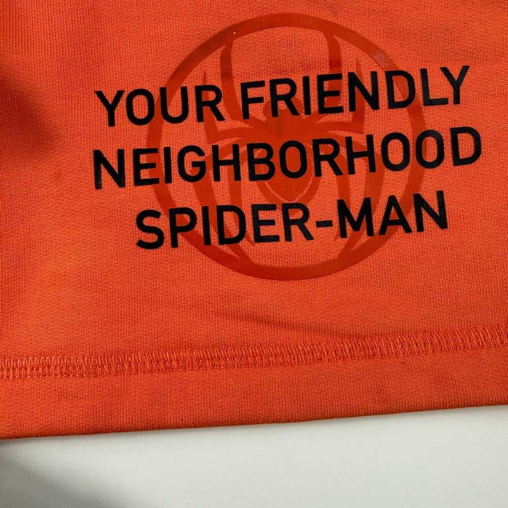 Marvel Spider-Man Graphic Sweat Shorts XL Orange Fleece Drawstring - Picture 2 of 10